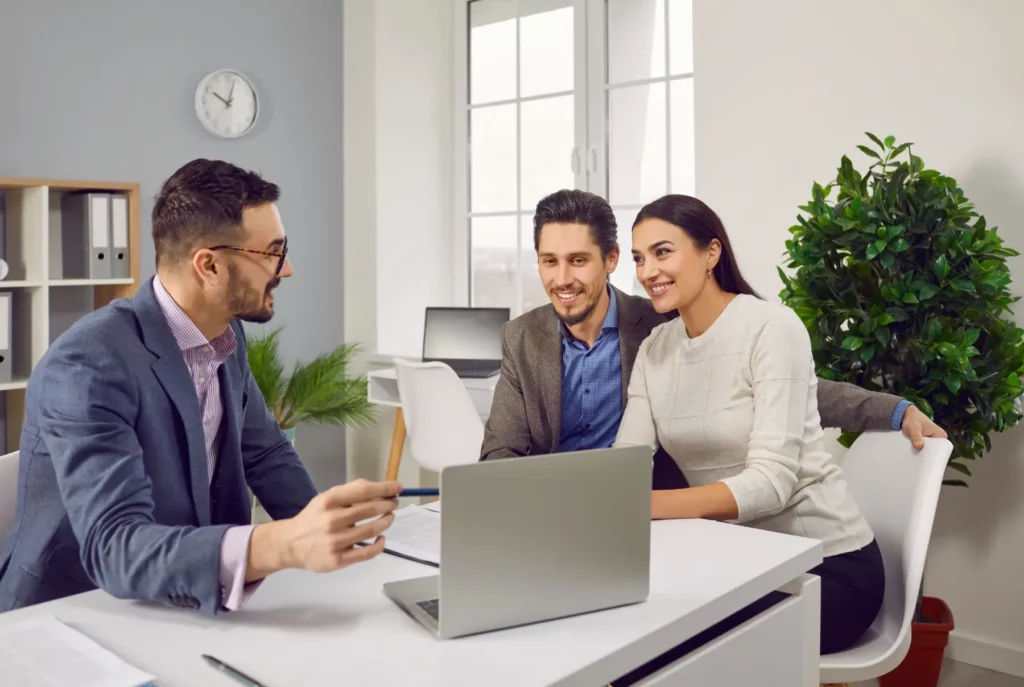 Discussing with insurance agent